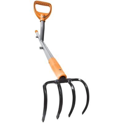 ErgieShovel - 54" Ergonomic Cultivator, 4-Tine Garden Tool, D-Grip Handle, CLTV45 - Orange ErgieShovel - 54" Ergonomic Cultivator, 4-Tine Garden Tool, D-Grip Handle, CLTV45 - Orange