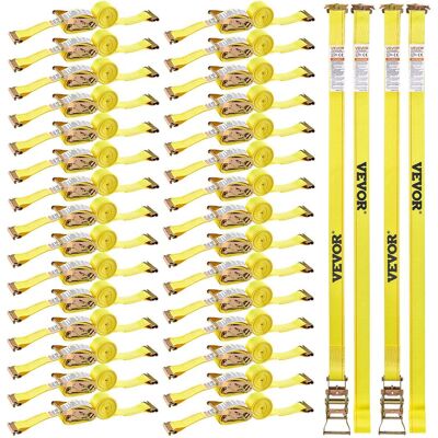 VEVOR - Ratchet Straps, 2 in x 15 ft, 30 Pack E-Track Tie Down Straps, 4400 lbs Break Strength & 1460 lbs Rated Load - Yellow VEVOR - Ratchet Straps, 2 in x 15 ft, 30 Pack E-Track Tie Down Straps, 4400 lbs Break Strength & 1460 lbs Rated Load - Yellow