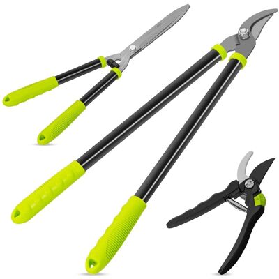 Steelite - 3 PCS Loppers Hedge Shears & Pruners Set Hedge Clippers Tree Trimmer Steelite - 3 PCS Loppers Hedge Shears & Pruners Set Hedge Clippers Tree Trimmer