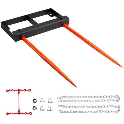 VEVOR - 49" Hay Spear, Bale Spears 3000lbs Loading Capacity, Skid Steer Loader Tractor Bucket Attachment - Black VEVOR - 49" Hay Spear, Bale Spears 3000lbs Loading Capacity, Skid Steer Loader Tractor Bucket Attachment - Black