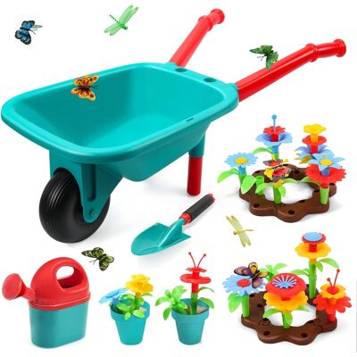 CUTE STONE - Kids Gardening Tool Set, Flower Garden Toys with Wheelbarrow, Watering Can, Shovel, Gifts for Boys Girls CUTE STONE - Kids Gardening Tool Set, Flower Garden Toys with Wheelbarrow, Watering Can, Shovel, Gifts for Boys Girls