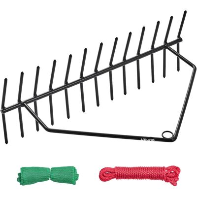 VEVOR - 24 in Aquatic Weed Rake, 8.7 in Double Sided Lake Weed Rake, Pond Weeds Cutter with 30ft Rope, Tie Hole - Black rake head + red rope + green net VEVOR - 24 in Aquatic Weed Rake, 8.7 in Double Sided Lake Weed Rake, Pond Weeds Cutter with 30ft Rope, Tie Hole - Black rake head + red rope + green net