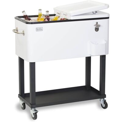 Black & Decker - BLACK+DECKER, Mobile Cooler Cart, 2 Door Seal Lid,4 Rolling Wheels, BCC20W - White Black & Decker - BLACK+DECKER, Mobile Cooler Cart, 2 Door Seal Lid,4 Rolling Wheels, BCC20W - White