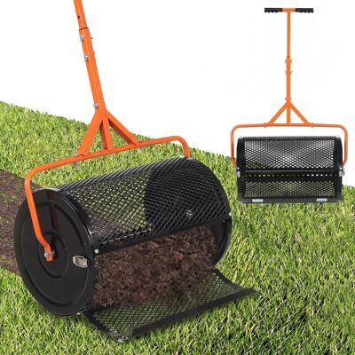 Gymax - 24'' Compost Spreader w/ Height-Adjustable T-Shaped Handle for Lawn Garden - Orange Gymax - 24'' Compost Spreader w/ Height-Adjustable T-Shaped Handle for Lawn Garden - Orange