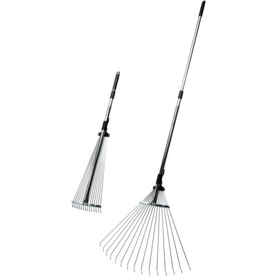 Kings County Tools - Adjustable Metal Leaf Rake - Silver and Black Kings County Tools - Adjustable Metal Leaf Rake - Silver and Black