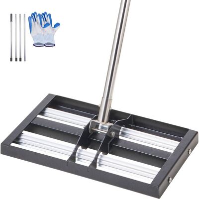 VEVOR - Updated Lawn Leveling Rake with Roller, 17" x 10" Stainless Steel Lawn Leveler with 63.4" Adjustable Handle - Black VEVOR - Updated Lawn Leveling Rake with Roller, 17" x 10" Stainless Steel Lawn Leveler with 63.4" Adjustable Handle - Black