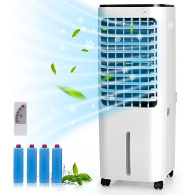Costway - 4-in-1 Portable Evaporative Air Cooler 12L Water Tank 4 Ice Boxes - White Costway - 4-in-1 Portable Evaporative Air Cooler 12L Water Tank 4 Ice Boxes - White
