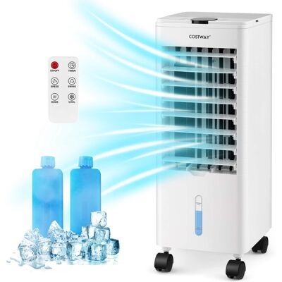 Costway - Evaporative Air Cooler Fan Portable Oscillating Swamp with 3 Speeds Modes Remote - White Costway - Evaporative Air Cooler Fan Portable Oscillating Swamp with 3 Speeds Modes Remote - White