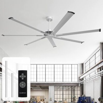 Parrot Uncle - 84" Industrial Extra Large Commercial HVLS Ceiling Fan without Light, Reversible DC Motor, 7 Aluminum Blades - Silver Parrot Uncle - 84" Industrial Extra Large Commercial HVLS Ceiling Fan without Light, Reversible DC Motor, 7 Aluminum Blades - Silver