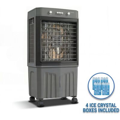 FUFU & GAGA - 7 Gal Evaporative Air Cooler with 4 Ice Packs – Indoor Outdoor Portable Cooling Fan with 3 Speeds, Mechanical Control - Gray FUFU & GAGA - 7 Gal Evaporative Air Cooler with 4 Ice Packs – Indoor Outdoor Portable Cooling Fan with 3 Speeds, Mechanical Control - Gray