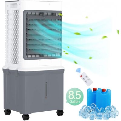Topteng - 8.5 Gal Portable Evaporative Cooler, 3-in-1 AC/Fan/Humidifier with Remote, 1-7H Timer, Air cooler for Large Room & Patio Topteng - 8.5 Gal Portable Evaporative Cooler, 3-in-1 AC/Fan/Humidifier with Remote, 1-7H Timer, Air cooler for Large Room & Patio