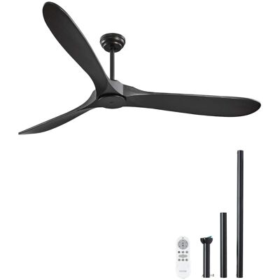 VEVOR - 72 Inch Ceiling Fan without Light, 6-Speed Remote Control, 3-Wood-Blade, Reversible DC Motor - Black VEVOR - 72 Inch Ceiling Fan without Light, 6-Speed Remote Control, 3-Wood-Blade, Reversible DC Motor - Black