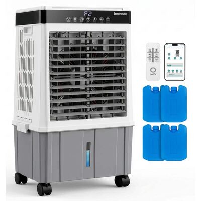 SereneLife - 2200 CFM Portable Evaporative Air Cooler with 21L Tank, Oscillation, Timer & Remote Control - Gray SereneLife - 2200 CFM Portable Evaporative Air Cooler with 21L Tank, Oscillation, Timer & Remote Control - Gray