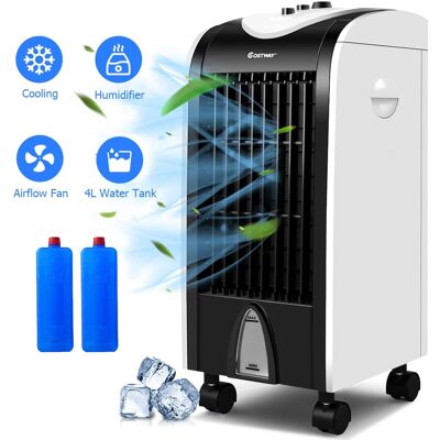 Costway - Evaporative Portable Cooler Fan Humidify - Black and White Costway - Evaporative Portable Cooler Fan Humidify - Black and White