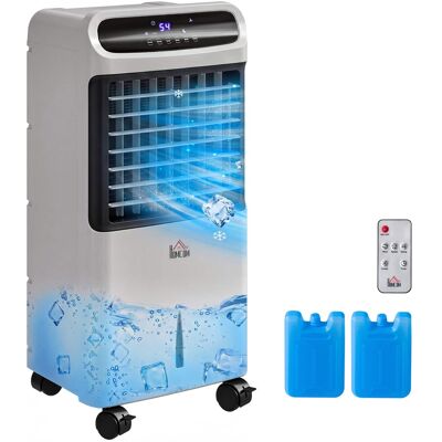 Homcom - Ice Cooling Fan, Mobile Evaporative Air Cooler with Remote, Timer, Oscillating for Home Office - Gray Homcom - Ice Cooling Fan, Mobile Evaporative Air Cooler with Remote, Timer, Oscillating for Home Office - Gray