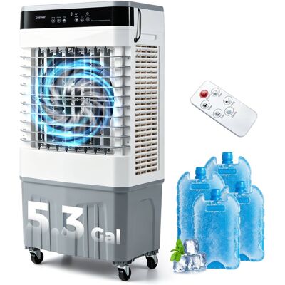 Costway - 2100 CFM 3-in-1 Evaporative Air Cooler Swamp Coolerwith 5.3 Gal Water Tank - White Costway - 2100 CFM 3-in-1 Evaporative Air Cooler Swamp Coolerwith 5.3 Gal Water Tank - White