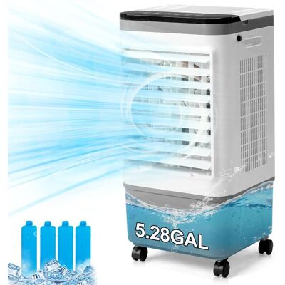 Loheer - Portable Evaporative Cooler 3 in 1 Indoor Outdoor Air Cooler 461 CFM 5.28 Gal Swamp Cooler with Remote Gray Loheer - Portable Evaporative Cooler 3 in 1 Indoor Outdoor Air Cooler 461 CFM 5.28 Gal Swamp Cooler with Remote Gray