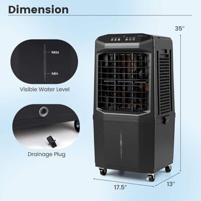Loheer - 1800 CFM Portable Swamp Cooler 7 Gallon Evaporative Air Cooler with Remote Black Loheer - 1800 CFM Portable Swamp Cooler 7 Gallon Evaporative Air Cooler with Remote Black