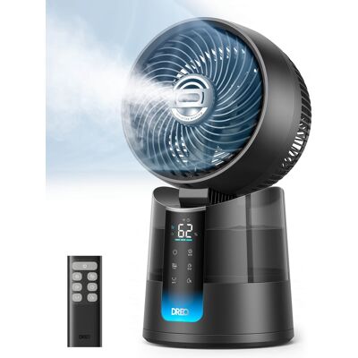 DREO - Portable Evaporative Cooler Table Fan w/Remote 6 Speeds 150° Oscillation 3 Modes 1.5L Water Tank 12H Timer - Gray DREO - Portable Evaporative Cooler Table Fan w/Remote 6 Speeds 150° Oscillation 3 Modes 1.5L Water Tank 12H Timer - Gray