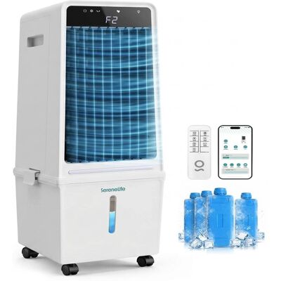 SereneLife - 1500 CFM Evaporative Air Cooler with 15L Tank, Oscillation, Remote & Ice Packs - White SereneLife - 1500 CFM Evaporative Air Cooler with 15L Tank, Oscillation, Remote & Ice Packs - White