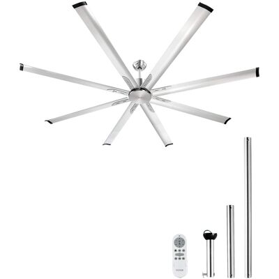 VEVOR - 84 In Ceiling Fan without Light, 6-Speed Remote Control, Aluminum 8-Blade, Reversible DC Motor - Silver VEVOR - 84 In Ceiling Fan without Light, 6-Speed Remote Control, Aluminum 8-Blade, Reversible DC Motor - Silver