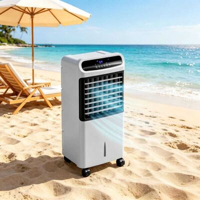 Loheer - Evaporative Air Cooler, Portable Ice Cooling Fan with Remote, Mobile Room Cooler on Wheels, Gray Loheer - Evaporative Air Cooler, Portable Ice Cooling Fan with Remote, Mobile Room Cooler on Wheels, Gray