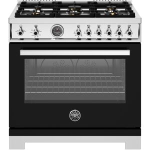 Bertazzoni - 36" Professional Series range - Gas oven - 6 brass burners - Black Bertazzoni - 36" Professional Series range - Gas oven - 6 brass burners - Black