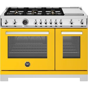 Bertazzoni - 48" Professional Series range - Gas Oven - 6 brass burners + griddle - Yellow Bertazzoni - 48" Professional Series range - Gas Oven - 6 brass burners + griddle - Yellow