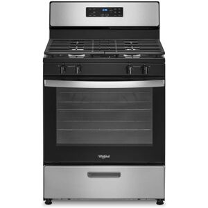 Whirlpool - 30 in. Wide 4 burners 5.1 cu. ft. Freestanding Gas Range with Broiler Drawer - Stainless Steel Whirlpool - 30 in. Wide 4 burners 5.1 cu. ft. Freestanding Gas Range with Broiler Drawer - Stainless Steel