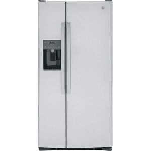 GE - 33 in. Wide 23.2 Cu. Ft. Side-by-Side Refrigerator with External Ice & Water Dispenser - Stainless Steel GE - 33 in. Wide 23.2 Cu. Ft. Side-by-Side Refrigerator with External Ice & Water Dispenser - Stainless Steel