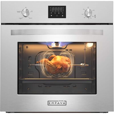 Empava - 24 in. Natural Gas Single Wall Oven 2.3 cu. ft. Capacity - Kitchen Compact Convection Oven - Digital Timer - Stainless Steel Empava - 24 in. Natural Gas Single Wall Oven 2.3 cu. ft. Capacity - Kitchen Compact Convection Oven - Digital Timer - Stainless Steel