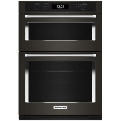 KitchenAid - 30" Built-In Electric Convection Double Wall Combination with Microwave and Air Fry Mode - Black Stainless Steel KitchenAid - 30" Built-In Electric Convection Double Wall Combination with Microwave and Air Fry Mode - Black Stainless Steel