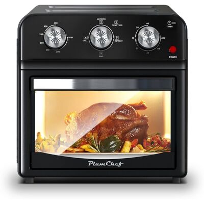Loheer - 12-Liter Air Fryer Convection Oven, 13-Quart Multi-Function Dual Knob Control for Baking & Roasting - Black Loheer - 12-Liter Air Fryer Convection Oven, 13-Quart Multi-Function Dual Knob Control for Baking & Roasting - Black