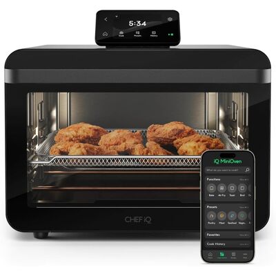 CHEF iQ - MiniOven 25-Quart Smart Toaster Oven Air Fryer with Touchscreen Controls - Black CHEF iQ - MiniOven 25-Quart Smart Toaster Oven Air Fryer with Touchscreen Controls - Black