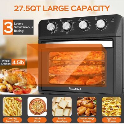 Loheer - Air Fryer Toaster Oven 27.5QT Countertop Convection Oven 1600W - Black Loheer - Air Fryer Toaster Oven 27.5QT Countertop Convection Oven 1600W - Black