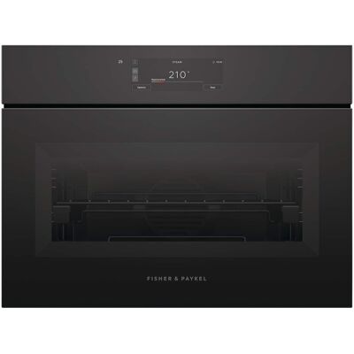 Fisher & Paykel - 24" 1.9 Cu Ft Built-in Combination Steam Single Oven, 6.8" Touchscreen, Compact - Handleless - Minimal - Black Fisher & Paykel - 24" 1.9 Cu Ft Built-in Combination Steam Single Oven, 6.8" Touchscreen, Compact - Handleless - Minimal - Black