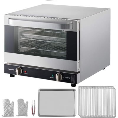 Loheer - Commercial Convection Oven Quarter Size Countertop Toaster Baking Oven - Silver Loheer - Commercial Convection Oven Quarter Size Countertop Toaster Baking Oven - Silver
