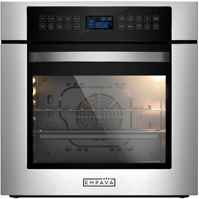 Empava - 24 in. Electric Single Wall Oven 2.3 cu. ft. Capacity Touch Control Kitchen Compact Convection Oven - Stainless Steel Empava - 24 in. Electric Single Wall Oven 2.3 cu. ft. Capacity Touch Control Kitchen Compact Convection Oven - Stainless Steel