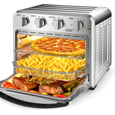 HOMLUX - Air Fryer Toaster Oven Combo 4 Slice Toaster Convection Oven Warm Broil Toast Bake Oil-Free Accessories Toaster Ovens - Silver HOMLUX - Air Fryer Toaster Oven Combo 4 Slice Toaster Convection Oven Warm Broil Toast Bake Oil-Free Accessories Toaster Ovens - Silver