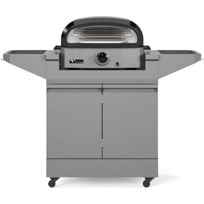 TYTUS Grills - TYTUS Emberwood Gas Pizza Oven with Grill and Prep Cart - Gunmetal Gray TYTUS Grills - TYTUS Emberwood Gas Pizza Oven with Grill and Prep Cart - Gunmetal Gray