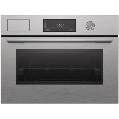 Fisher & Paykel - 24 " 1.9 Cu Ft Built-in Combination Steam Single Oven, 6.8" Touchscreen w/Dial -Compact - Brushed Silver Fisher & Paykel - 24 " 1.9 Cu Ft Built-in Combination Steam Single Oven, 6.8" Touchscreen w/Dial -Compact - Brushed Silver