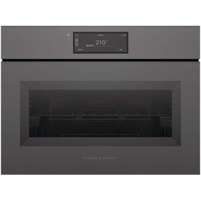 Fisher & Paykel - 24" 1.9 Cu Ft Built-in Combination Steam Single Oven, 6.8" Touchscreen - Compact - Handleless - Minimal Grey - Gray Fisher & Paykel - 24" 1.9 Cu Ft Built-in Combination Steam Single Oven, 6.8" Touchscreen - Compact - Handleless - Minimal Grey - Gray