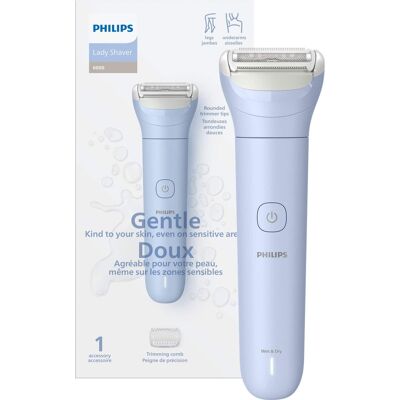 Philips - Lady Electric Shaver Series 6000 for women, Cordless, Wet & Dry with 1 Accessory - Light Blue Philips - Lady Electric Shaver Series 6000 for women, Cordless, Wet & Dry with 1 Accessory - Light Blue