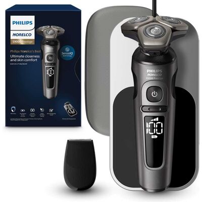 Philips Norelco - Prestige Wet And Dry Shaver For Beard Trimming, Qi Charging, Premium Case SP9872/86 - Black Philips Norelco - Prestige Wet And Dry Shaver For Beard Trimming, Qi Charging, Premium Case SP9872/86 - Black