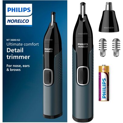 Philips Norelco - Nose Trimmer 3000, for Nose, Ears Eyebrows, NT3600/62 - Black Philips Norelco - Nose Trimmer 3000, for Nose, Ears Eyebrows, NT3600/62 - Black