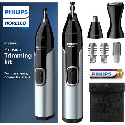 Philips Norelco - Nose Trimmer 5000 for Nose, Ears, Eyebrows Trimming Kit, NT5600/62 - Black/Silver Philips Norelco - Nose Trimmer 5000 for Nose, Ears, Eyebrows Trimming Kit, NT5600/62 - Black/Silver