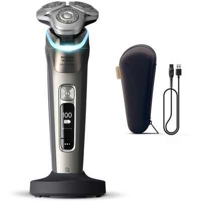 Philips Norelco - i9000 Prestige Rechargeable Wet & Dry Shaver with Charge Stand, Precision Trimmer and Premium Case - Chrome Philips Norelco - i9000 Prestige Rechargeable Wet & Dry Shaver with Charge Stand, Precision Trimmer and Premium Case - Chrome
