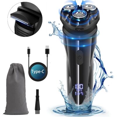 NICEBAY - Electric Razor for Men with 4D Floating Shaving Head, LED Display, IPX7 Waterproof Wet&Dry Shaver, Pop-Up Trimme NICEBAY - Electric Razor for Men with 4D Floating Shaving Head, LED Display, IPX7 Waterproof Wet&Dry Shaver, Pop-Up Trimme