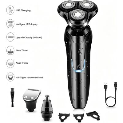 Dazzed Corner - Waterproof Electric Razor for Men, Wet Dry Rotary Shaver - Black Dazzed Corner - Waterproof Electric Razor for Men, Wet Dry Rotary Shaver - Black