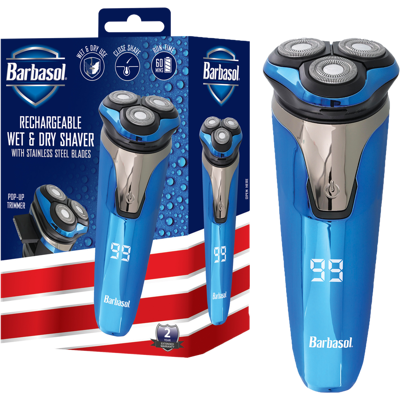 Barbasol - Rechargeable Men’s Vacuum Beard Trimmer with LCD & Adjustable Settings - Blue Barbasol - Rechargeable Men’s Vacuum Beard Trimmer with LCD & Adjustable Settings - Blue